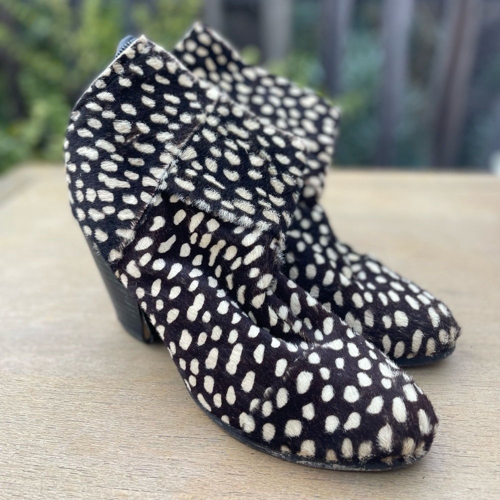 Rag and Bone Leather Ankle Boots - tan and brown spotted fur hide. See pics**